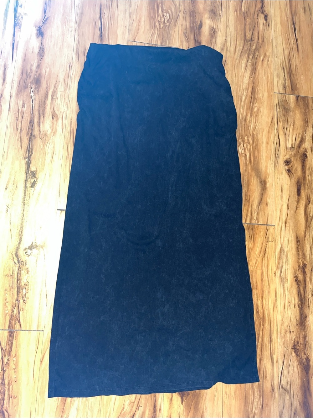 Disturbia Black Ribbed Black Wash Maxi Skirt